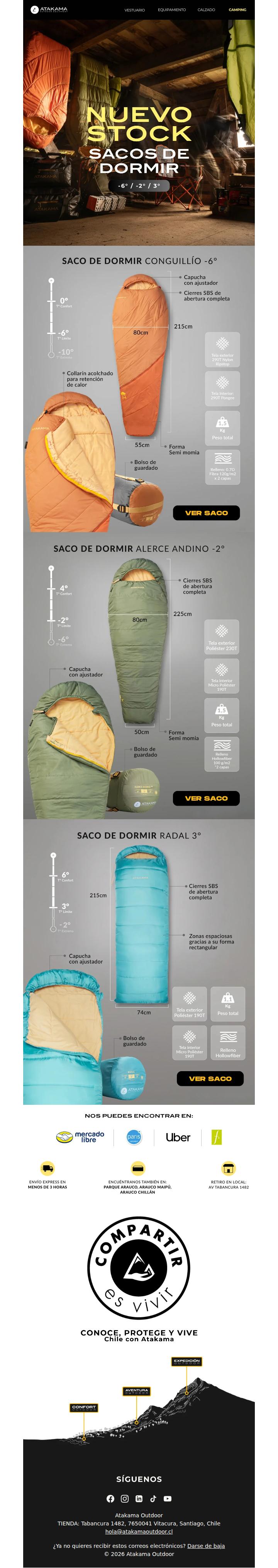 Nuevo stock Sacos de Dormir 🏕️