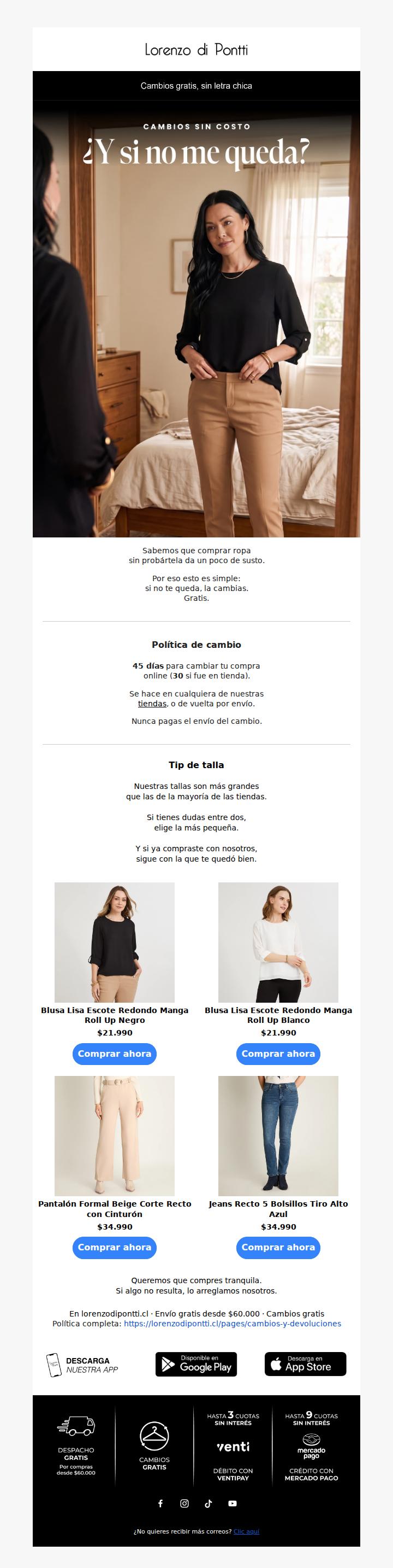 Compra tranquila, cambia gratis