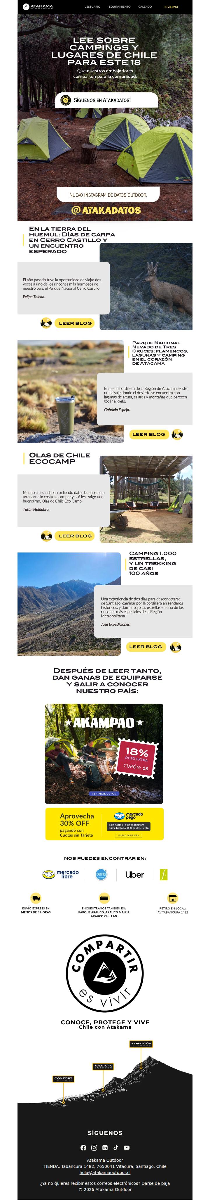 Atakadatos con camping 🏕️​ para este 18!