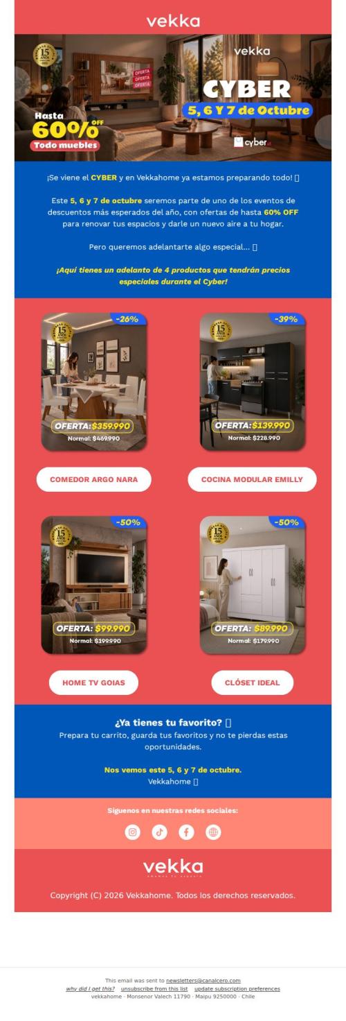 🤫 ¡Te adelantamos algunas ofertas Cyber de Vekkahome!