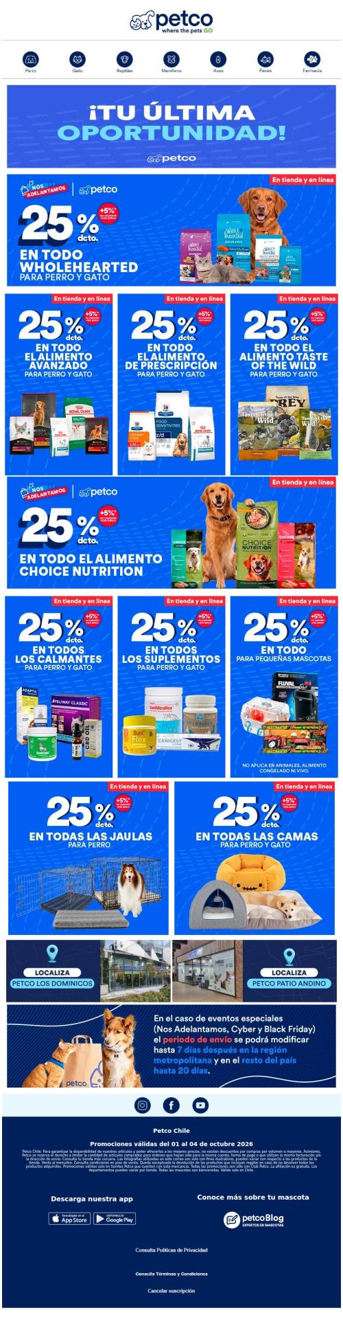 🍖¡25% en alimento, camas, calmantes…se terminan las promociones adelantadas 