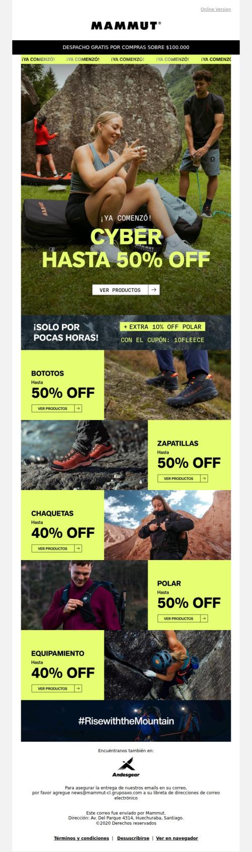 ¿Ya viste el Cyber Mammut? Hasta 50% OFF 🦣