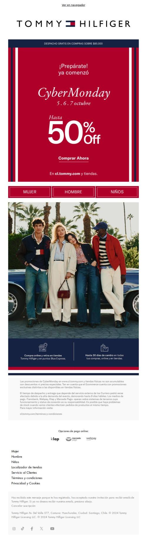 ⚡ ¡Hasta 50% OFF! Ya comenzó CyberMonday en Tommy Hilfiger