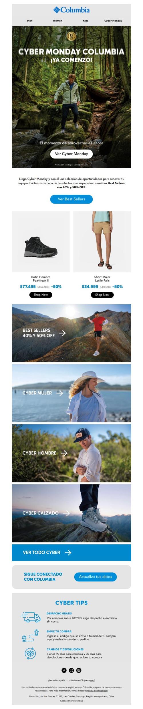 ⚡ Ya comenzó Cyber Monday Columbia: Best Sellers hasta 50% OFF
