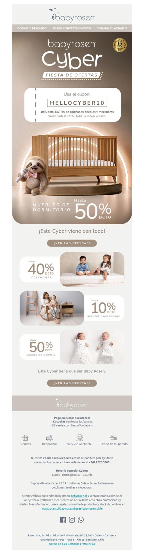 ¡10% dcto. EXTRA para empezar este BABY ROSEN CYBER! 🦥👶🏻