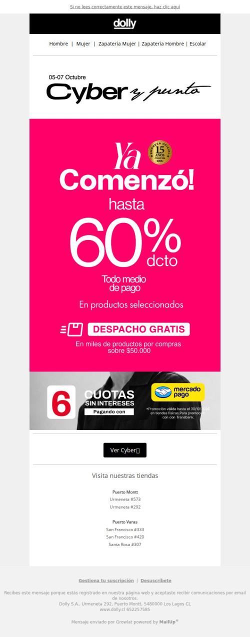 [Nombre]  Ya Comenzó el Cyber en Dolly