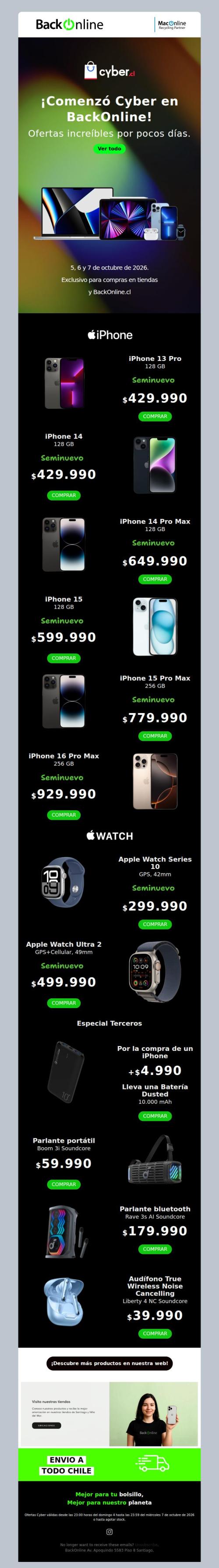 ¡Cyber en BackOnline! Ofertas en Apple y mucho más.