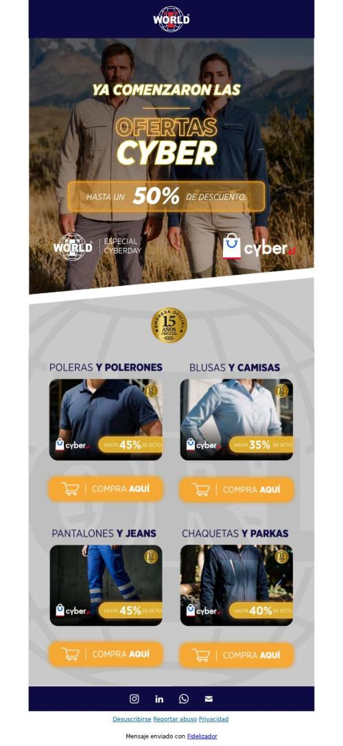 Ya comenzó el Cyber T-World - Hasta 50% OFF