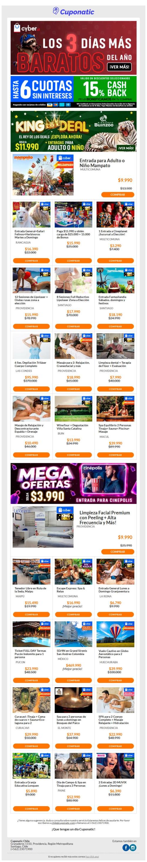 ✪CYBER⚡MEGA OFERTA Cinépolis $3.990 ♛BUIN ZOO King Deal ✚ 15% CASHBACK