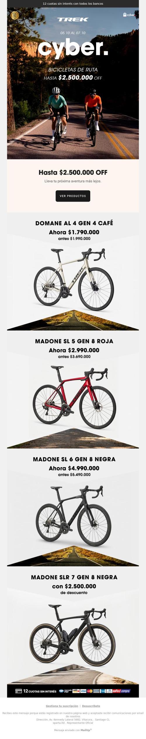 Bicicletas Ruta Cyber🚴: hasta $2.500.000 de Dcto
