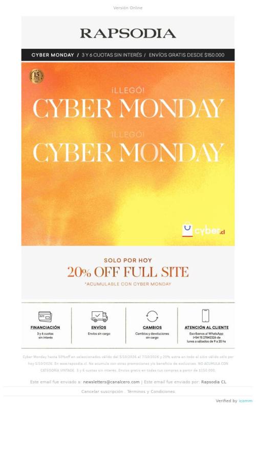 ¡LLEGÓ! 💥 Cyber Monday | Hasta 50% OFF + 20% OFF Full Site 