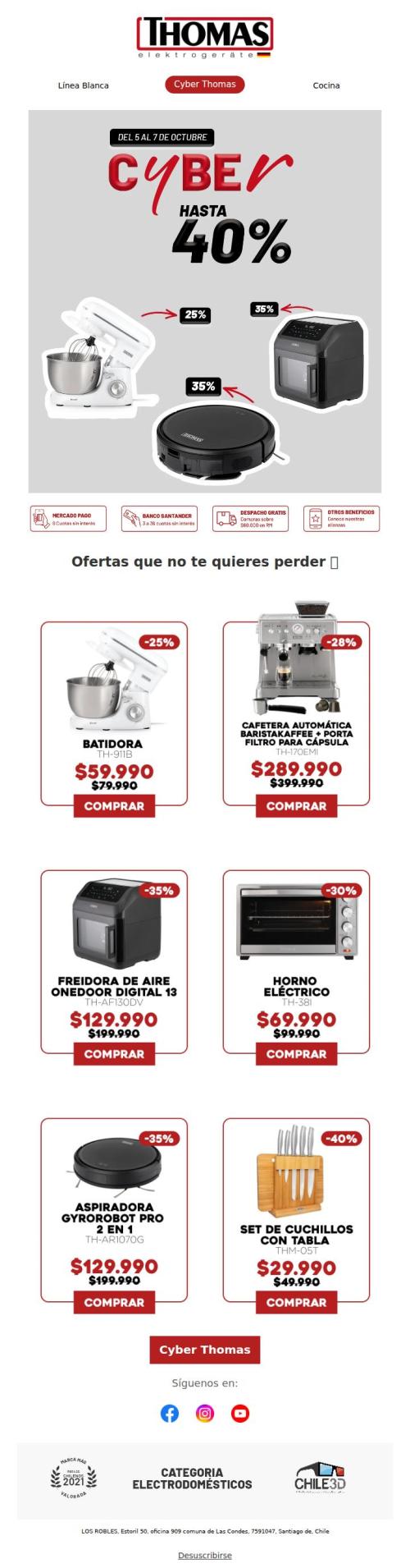 🔥 ¡Las mejores ofertas del Cyber Thomas están aquí! Hasta 40% OFF
