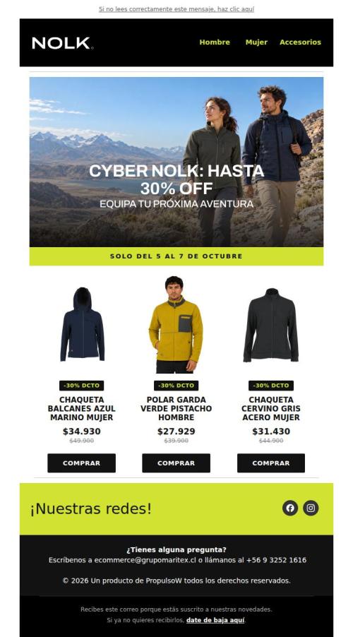 Ya empezó el Cyber Nolk: Hasta 30% OFF ⛰️ 🌳
