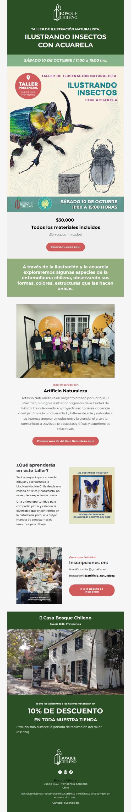 Taller presencial: ILUSTRANDO INSECTOS CON ACUARELA 🦋🦗🪲 SÁBADO 10 DE OCTUBRE