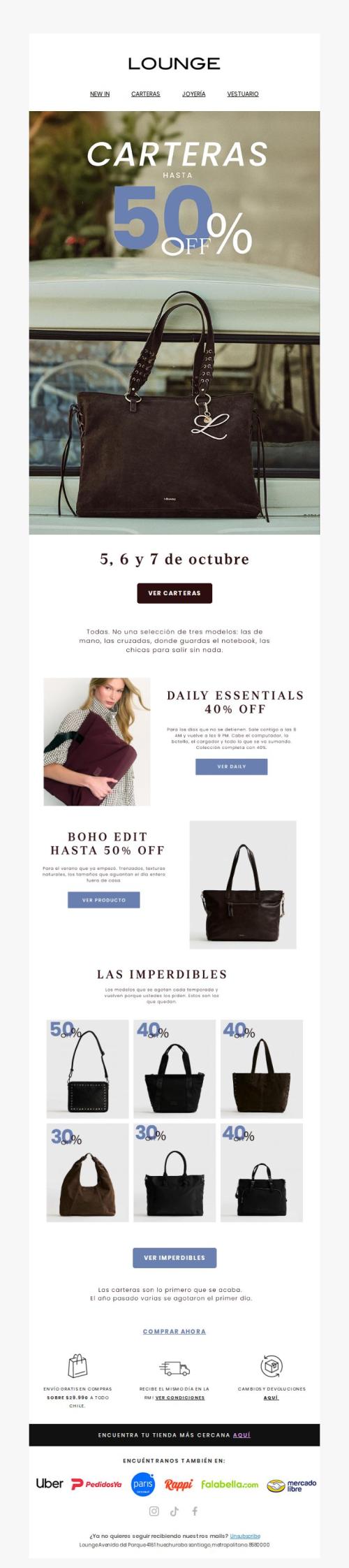Carteras hasta 50%: una para cada día de tu semana