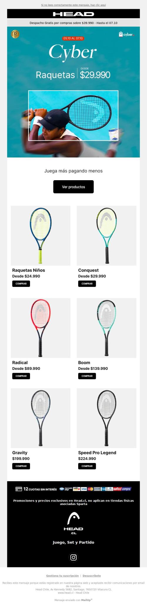 🔥 Raquetas Cyber desde $29.990