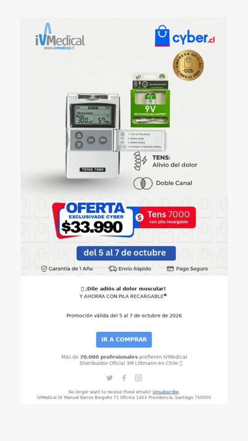 Tens 7000 Recargable por solo $33.990