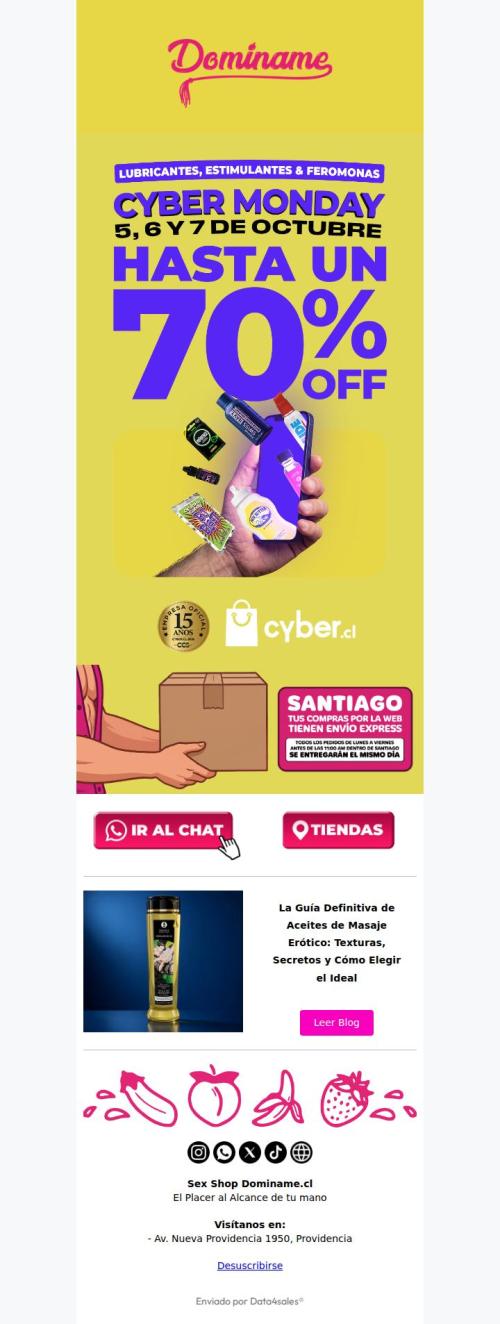 ¡Partió el Cyber! Hasta 70% OFF en lubricantes y estimulantes 🔥