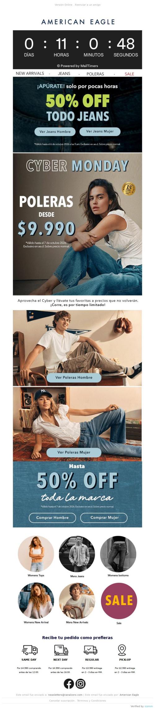 Oferta bomba: 50% OFF en Todo Jeans + Poleras desde $9.990 💣 