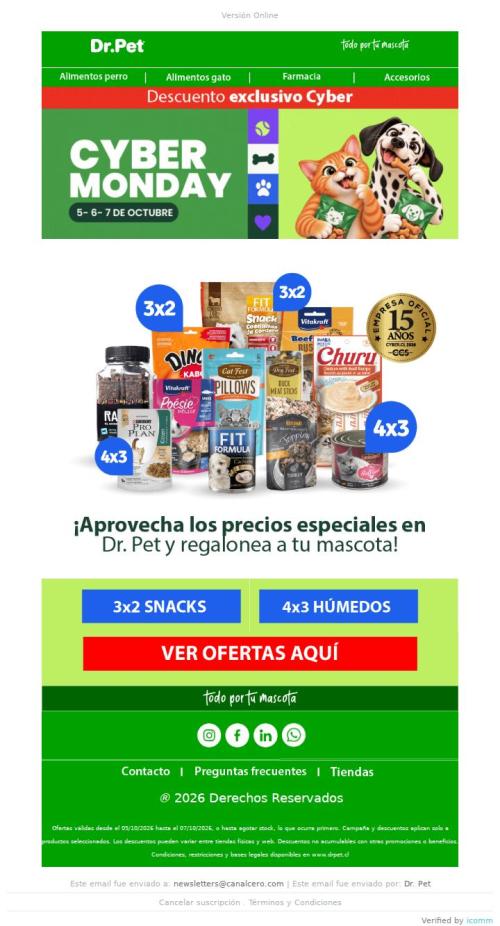🐾 ¡Snacks y húmedos en 3x2 y 4x3! Hoy toca regalonearlos