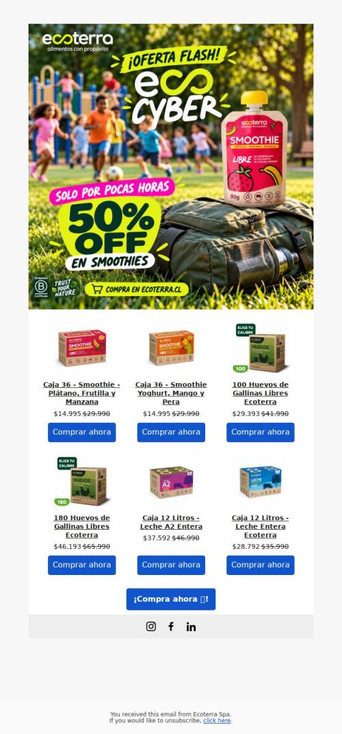 ¡OFERTA FLASH! ¡50% OFF Smoothies!
