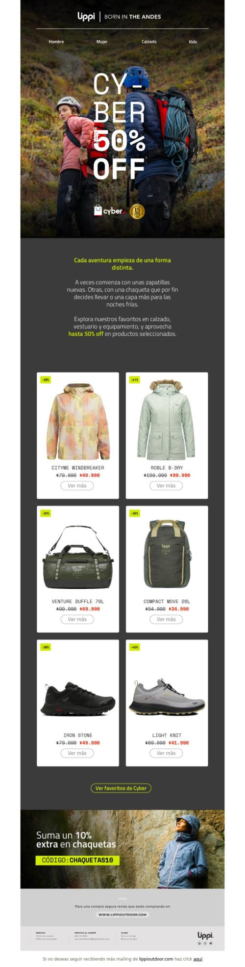 ¿Qué te falta para tu próxima salida? Aprovecha 50% OFF en Cyber Lippi