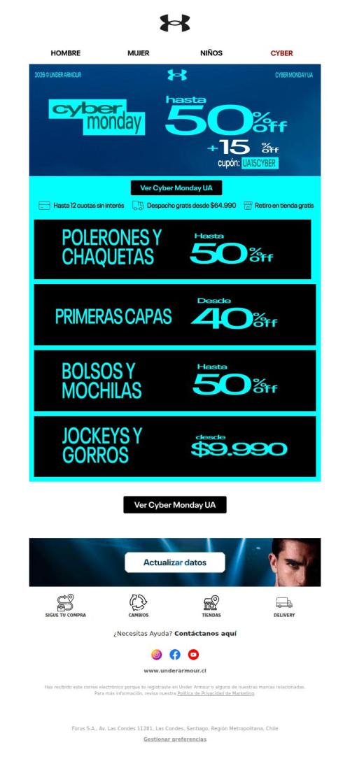15% extra en todo UA 🔥
