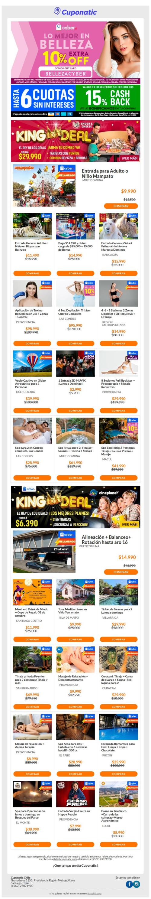 -10% EXTRA en Belleza ➜ CYBER También es para Consentirte ♛ Chuck E. Cheese