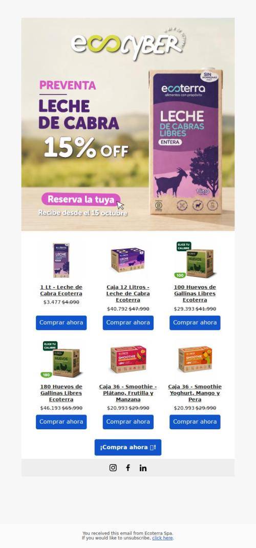🥛 ¡La espera terminó! Leche de cabra con 15% OFF 🤩