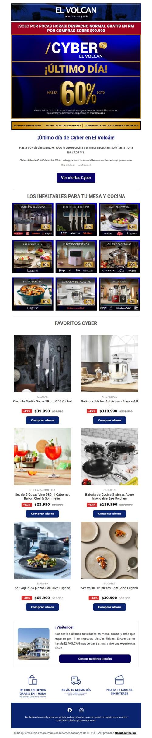 ¡Último día del Cyber! Hasta 60% en El Volcán 🔥