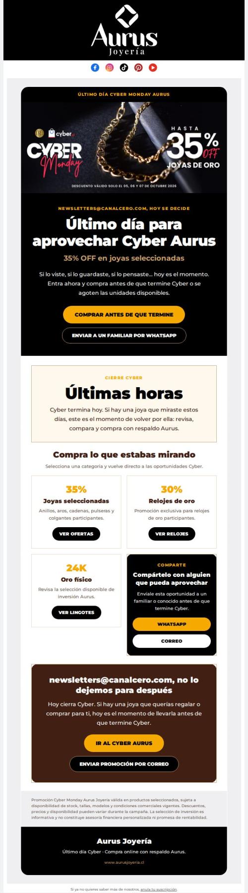 newsletters@canalcero.com, último día: si lo viste, hoy es tu momento