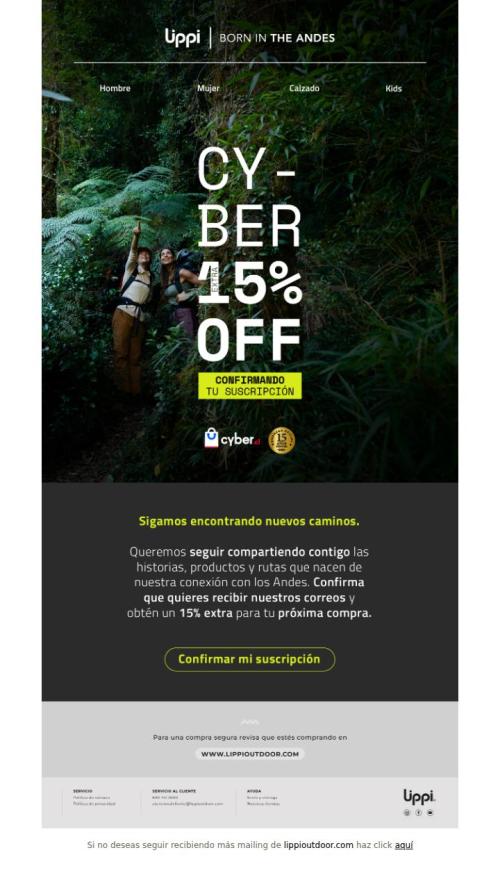 Este Cyber confirma tu suscripción y recibe un 15% extra