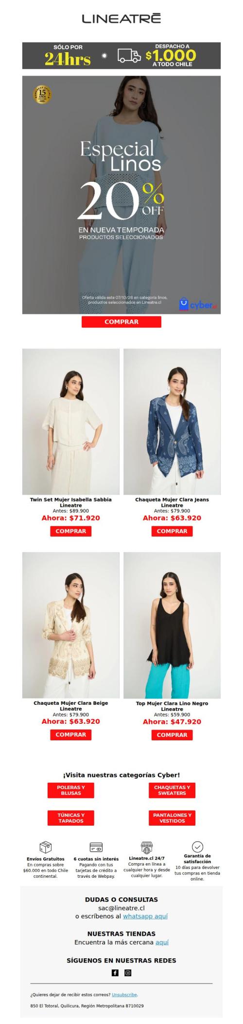 Ahora - Linos con descuento en Lineatre Cyber ⚡ ⏰