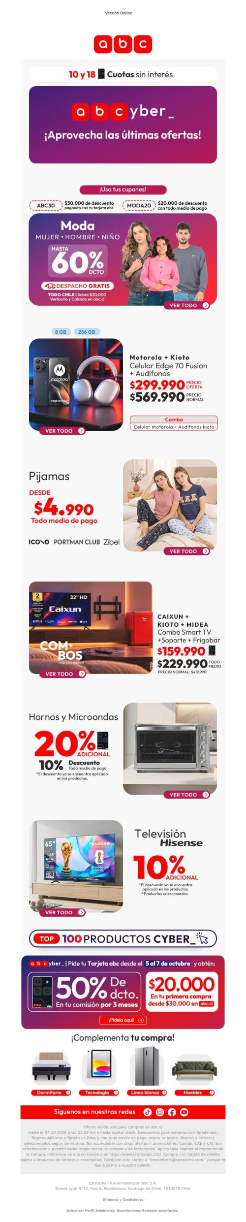 ⏰ ¡Últimas ofertas ABCyber! Moda, tecnología y más