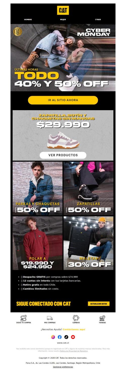 ÚLTIMAS HORAS! Todo Cyber con 40% y 50% OFF