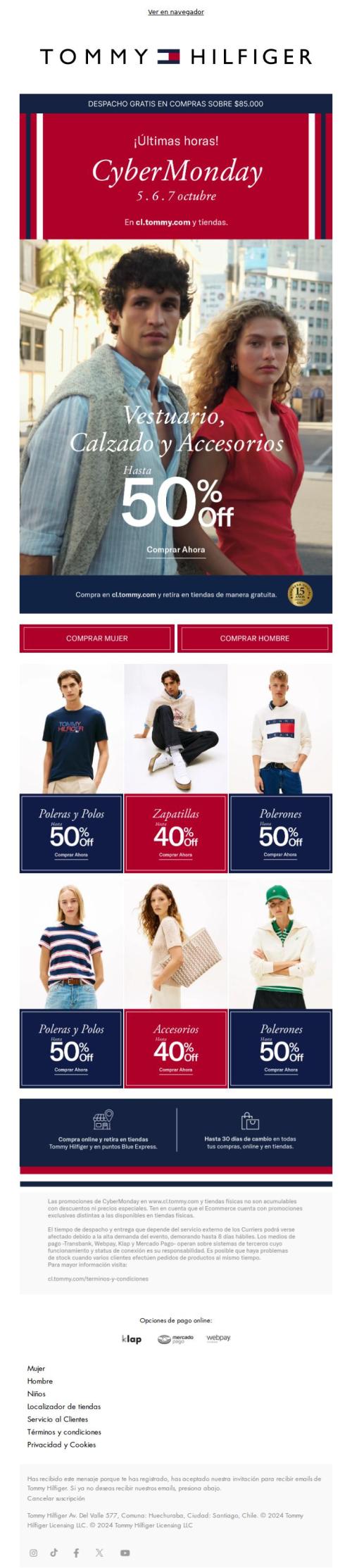 ⏰ Hasta 50% OFF | ¡Últimas horas! de Cyber Monday en Tommy Hilfiger