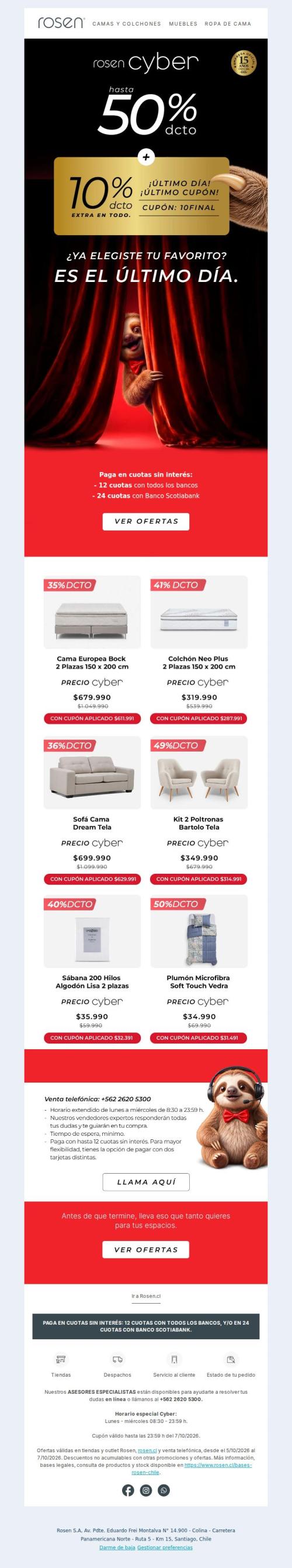 Últimas horas de Cyber con hasta 50% dcto. + 10% EXTRA