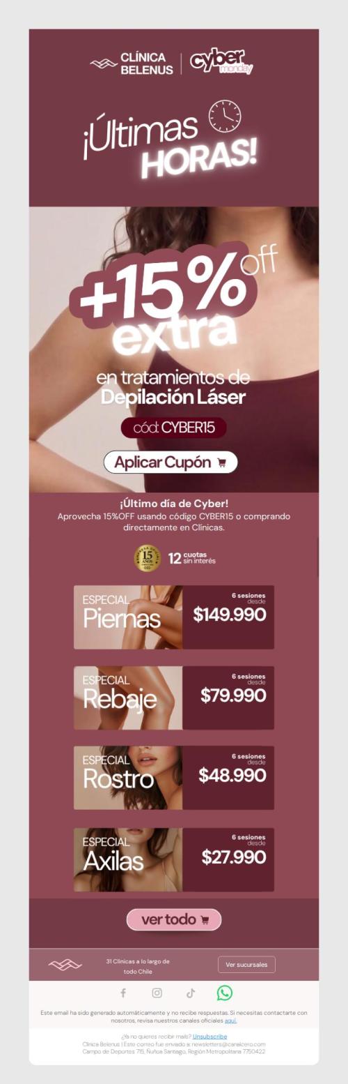 ¡Últimas horas de CYBER y 15%OFF!