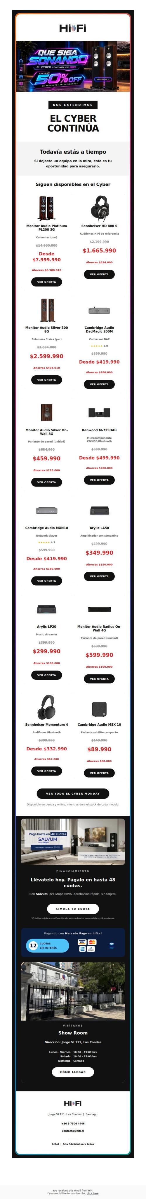 ¡Extendimos los descuentos! Aprovecha el Cyber HiFi