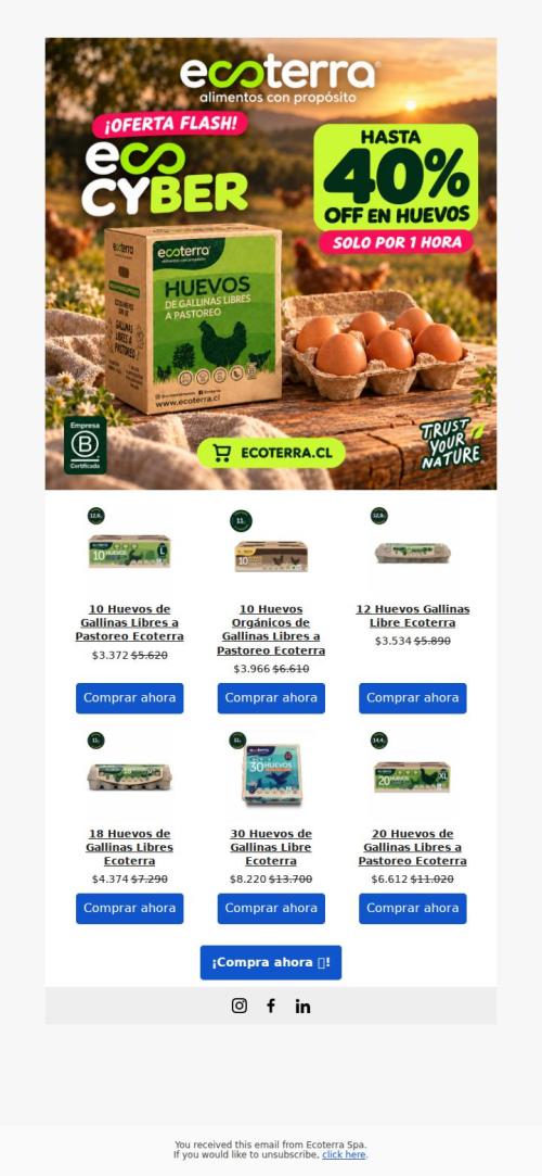 ¡SOLO POR 1 HORA 🥚 HASTA 40% OFF