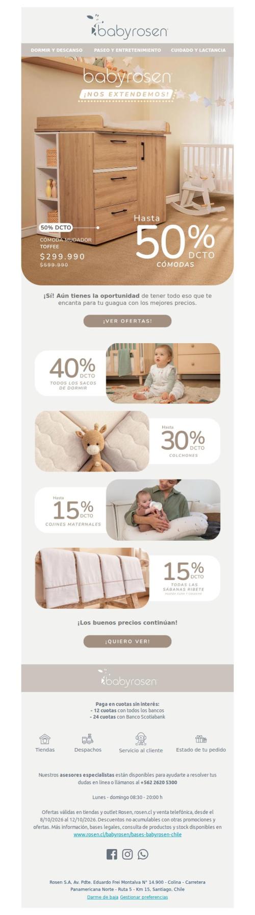¡NOS EXTENDEMOS! Hasta 50% dcto. en lo mejor para tu guagua