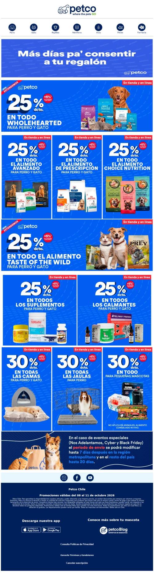 NOS EXTENDEMOS: 🎉25% en alimento, suplementos, camas… 
