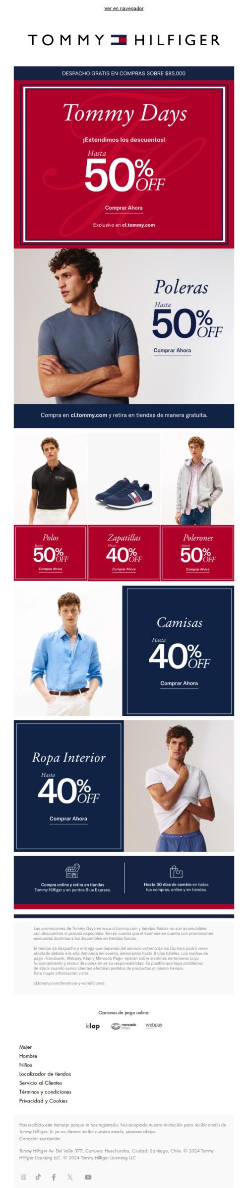 ⚡ Hasta 50% OFF | Renueva tus looks en Tommy Days