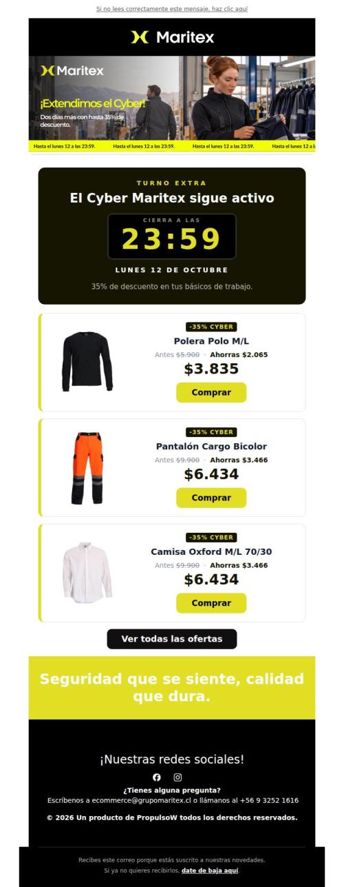 ¡Extendimos el Cyber Maritex! Hasta 35% OFF 🫨