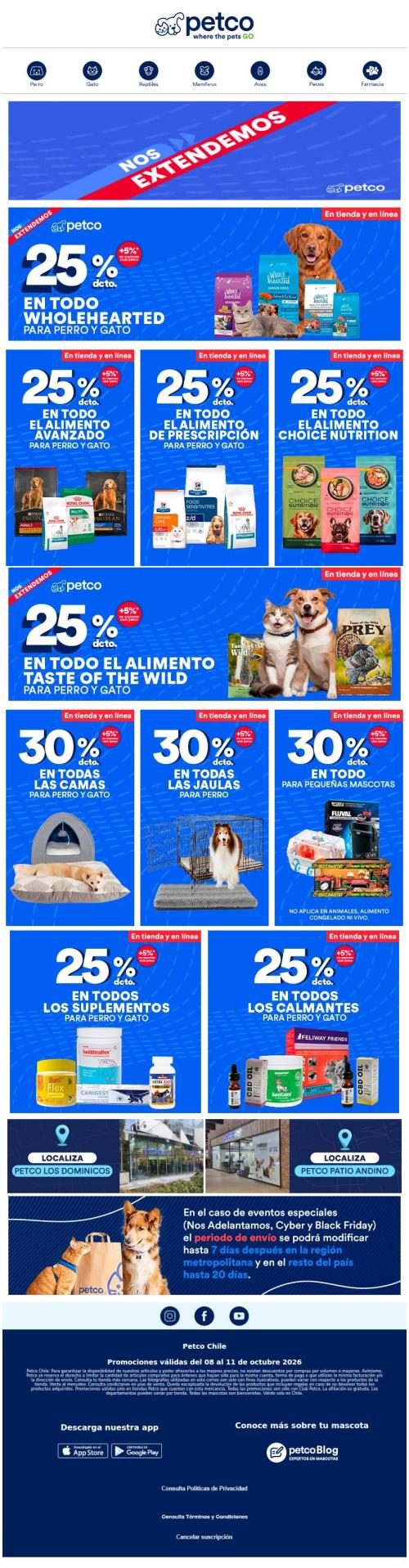 🛒¡NOS EXTENDEMOS! 25% en alimento premium, super premium, prescripción...