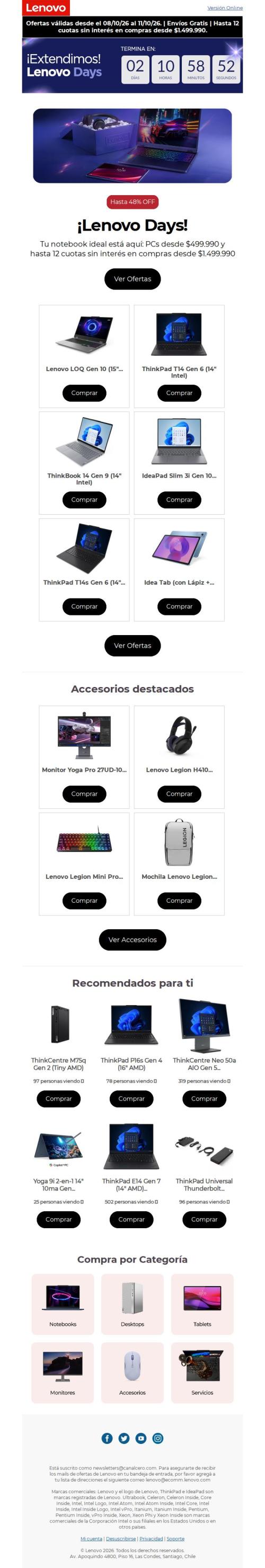 ¡Siguen las ofertas! Llegaron los Lenovo Days 🎉