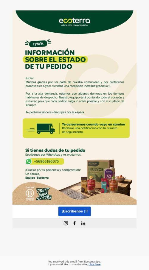 ¿Tu pedido Cyber está atrasado? Queremos ayudarte 💚