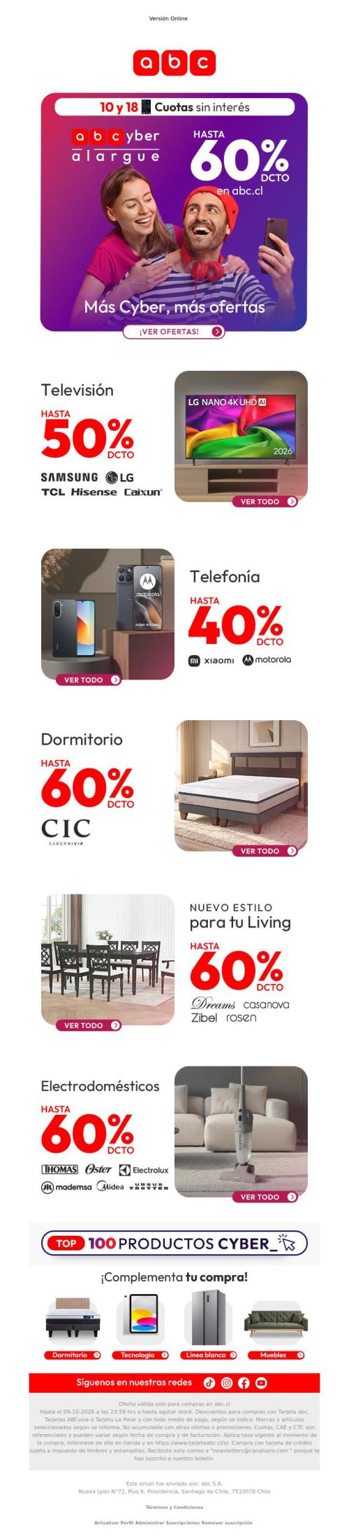 Más días de Cyber en tecno, hogar y electrodomésticos 🛋️📱