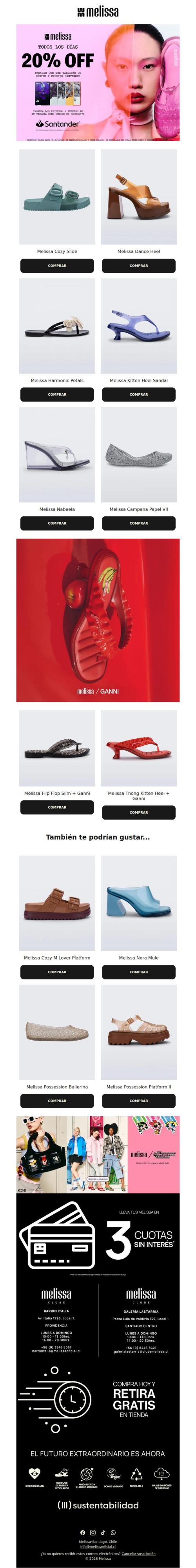 Tus próximas Melissa, con 20% OFF 💖