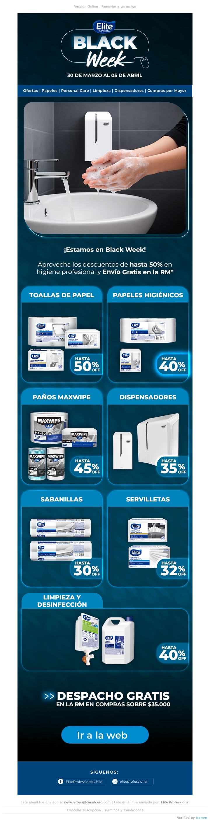 🖤 Black Week: hasta 50% OFF en higiene profesional + 🚚 Envío GRATIS RM